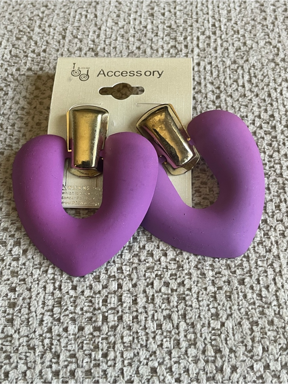 Oversized Purple Heart Hoop Earrings